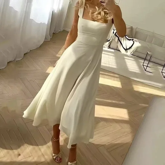 Commense | Dresses | Commense White Midi Dress Square Neck Sleeveless Aline Wedding Guest Size S | Poshmark Commense | Dresses | Commense White Midi Dress Square Neck Sleeveless Aline Wedding Guest Size S | Poshmark